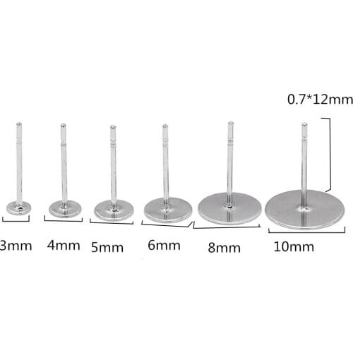 100pcs White K Stainless Steel Stud Earrings Jewelry Finding Earings Fashion For Women Party Gift Jewelry Making Accessories