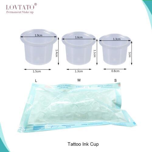 100pcs Sterilzed Plastic Microblading Tattoo Ink Cup Cap Pigment Clear Holder Container S/M/L Size Tattoo Accesories supplies