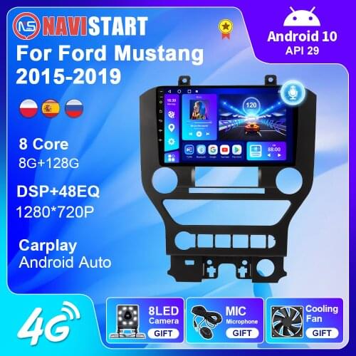 2 Din Android 10 For Ford Mustang 2015 2016 2017-2019 Car Radio GPS Navigation Android Auto 4G WIFI BT DSP Carplay DVD Player