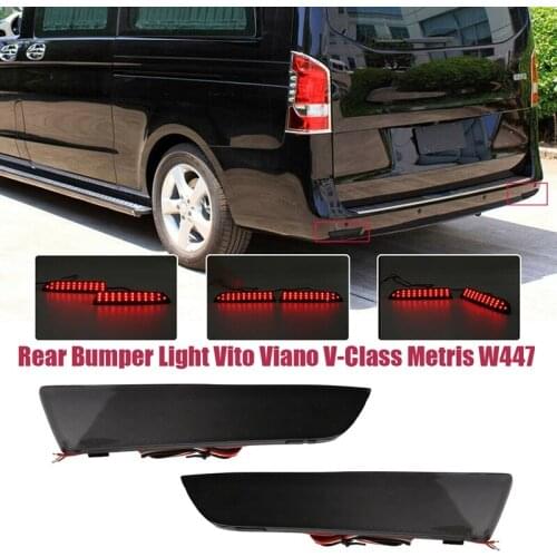 2Pcs LED Black Lens LED Rear Bumper Reflector Light for Mercedes Benz W447 Vito Viano V-Class 2014-2019
