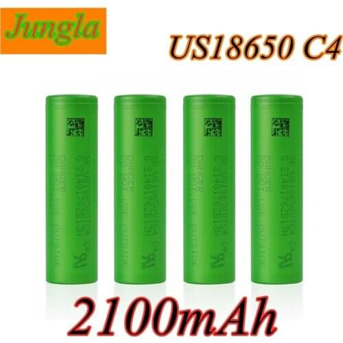 2020 10 Pieces 3.6V battery Green Flat 18650 Li-ion Lithium Batteries Rechargeable 2100mAh High Drain VTC4 18650 Batteries