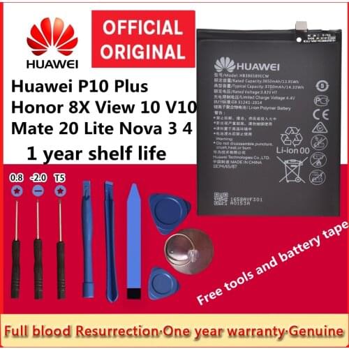 3.8V Real 3750mAh HB386589ECW for Huawei Honor 8X / P10 Plus JSN-AL00 / JSN-LX1 / JSN-LX2 / JSN-L21 / JSN-L22 / JSN-L23 Battery