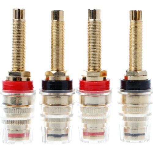 4 Pcs Brass Crystal Binding Post Terminals Connector For Speaker Amplifier 4mm Banana Plug L15