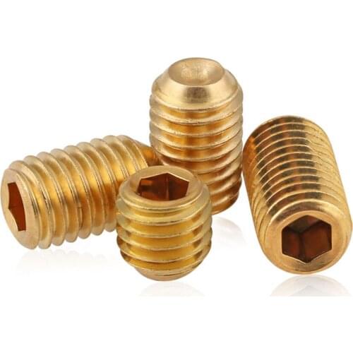 5-50Pcs Brass Cup Point Grub Hex Socket Set Screws M3 M4 M5 M6 M8 M10 Brass Allen Head Hex Socket Srews