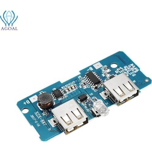 5V 2A 18650 Power Bank Charger Module Charging Circuit Board Step Up Boost Power Supply Module Dual USB Output 1A Input