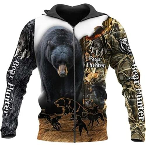 7XL Oversize Men / Womens 3D Printed Zipper Hooded Sweatshirts Bear Animal 3D Print Hoodies 2021 New Fashion Harajuku Hoody