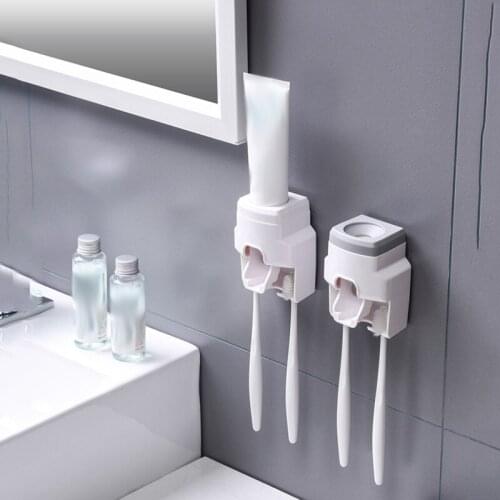 Automatic Toothpaste Dispenser Wall Mount Toothbrush Holder Lazy Toothpaste Squeezer For Toilet Home Bathroom Accessories Set