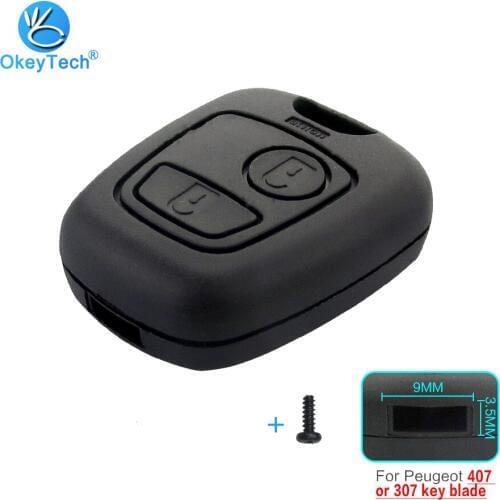 OkeyTech Fob Case Replacement Shell Cover For Peugeot 307 107 207 407 For Citroen 2 Buttons Remote Car Key Uncut Blade NO Blade