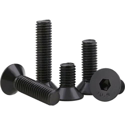 Black Countersunk Head Hex Socket Screws DIN7991 Allen Bolts Surface Blackening M1.6 M2 M2.5 M3 Grade 10.9 Carbon Steel