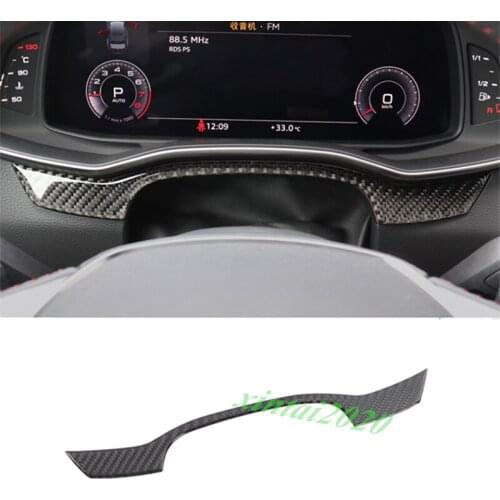 Real Carbon Fiber Inner Dashboard Decorative Strip Trim For Audi A6 C8 2019-2020 Car Styling Accessories