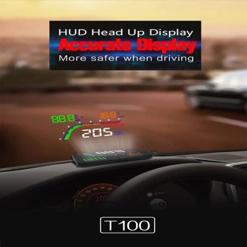 4" OBD2 T100 HUD Head Up Display Car Speedometer Digital Overspeed Warning System OBD2 Reflective Windshield Projector Display