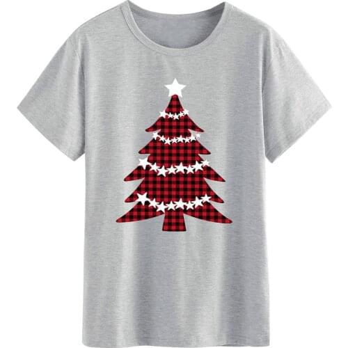Graphic Tees Women Plus Size T Shirt Woman Fashion Bottoming Tees Top Christmas Tree T-shirt Short Sleeve Tshirts