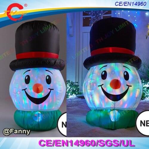Giant Inflatable Snowman With Led Light/Funny Christmas Snowman With Smile /Inflatable Lighting Snowman Head