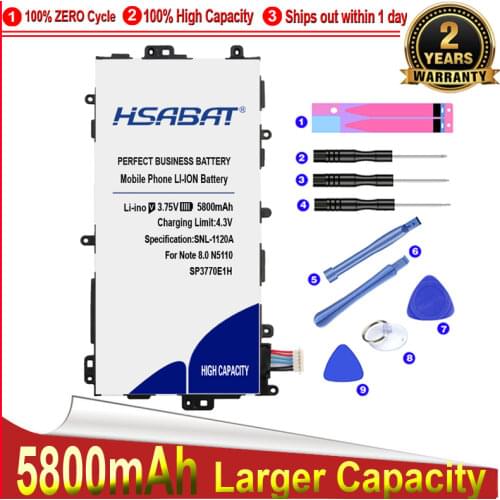 HSABAT 0 Cycle 5500mAh SP3770E1H Battery for Samsung Galaxy Note 8.0 N5100 N5120 N5110 GT-N5100 GT-N5110 Replacement Accumulator