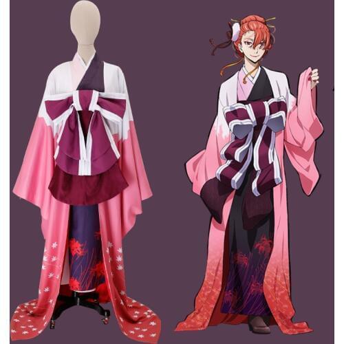 Anime Bungo Stray Dogs Figure Ozaki Koyo Higannbana Kimono Cosplay Costume Tailor Made Halloween Costumes for Adult Size Uniform