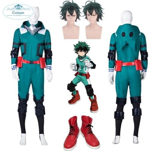 My Hero Academia Boku no Hero Akademia Izuku Midoriya Jumpsuits Cosplay Costume Hair Izuku Midoriya Deku Wigs Cartoon shoes