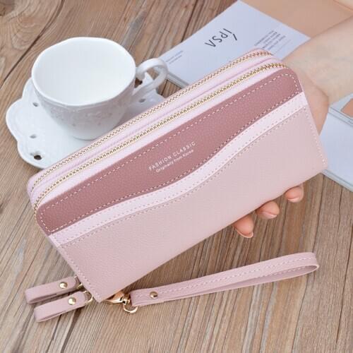 New Wristband Phone Purses Women Wallets Splice Purse Luxury Designer Long Woman Wallets Big Card Holder Clutch Double Zipper
