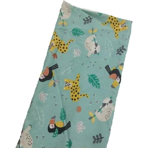 Pretty Forest Animals Koala Leopard Crow Bird Printed Cotton Fabric 50x160cm Animal Fabric Patchwork Cloth Dress DIY Sewing Quil