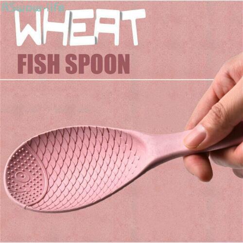 Creative Cartoon Upright Stand Fish Spoon With Wheat Straw Spoon Rice Spoon Kitchen Tool Environmental Health Wheat Fiber Lucky
