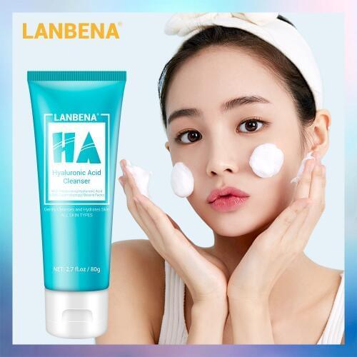 LANBENA Face Cleanser Hyaluronic Acid Serum Facial Cleaner Rich Bubble Moist Anti Wrinkle Oil Control Pores Cleaning Skin Care