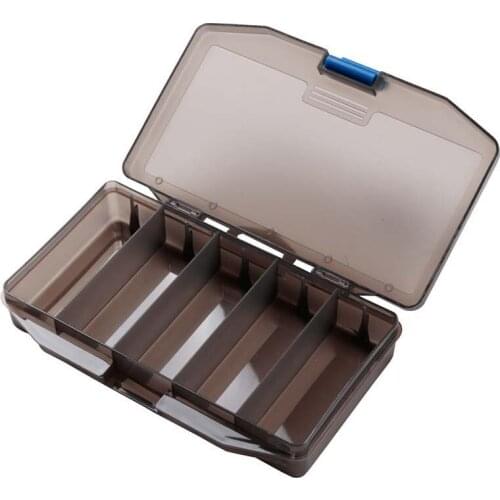 Portable Black Transparent Fishing Tackle Boxes Multi-functional PVC 5 Grids Fishing Bait Lure Storage Case Holder Accessories