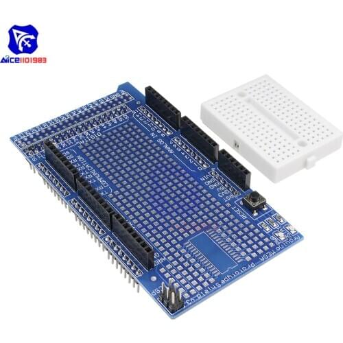 Diymore 170 Tie Points Breadboard with MEGA2560 Proto Prototype Expansion Shield V3 for Arduino ATMega328p
