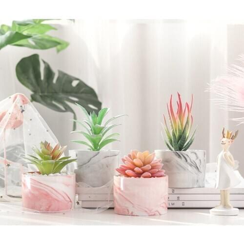 Marble stone lotus flower pot simulation fleshy potted desktop decoration furnishing articles online store props