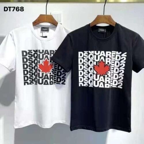 DSQUARED2 Spring And Summer Mens Simple Retro Solid Color Printed Logo Short-Sleeved T-Shirt DT801
