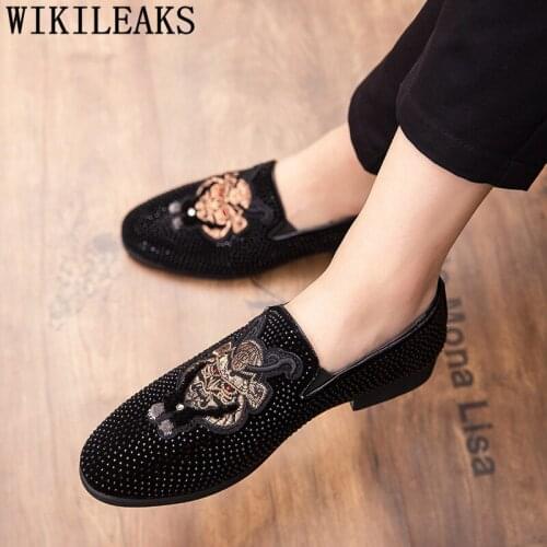 Mens Dress Shoes Loafers Luxury Men Party Shoes Oxford Rhinestone Gents Shoes Big Size Men Wedding Zapatillas Hombre Casual 2021