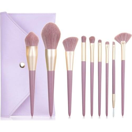 9 Facial Makeup Brush Set Easy To Apply Soft Purple Hair Makeup Brush Beginner Gift Professional Makeup Tool