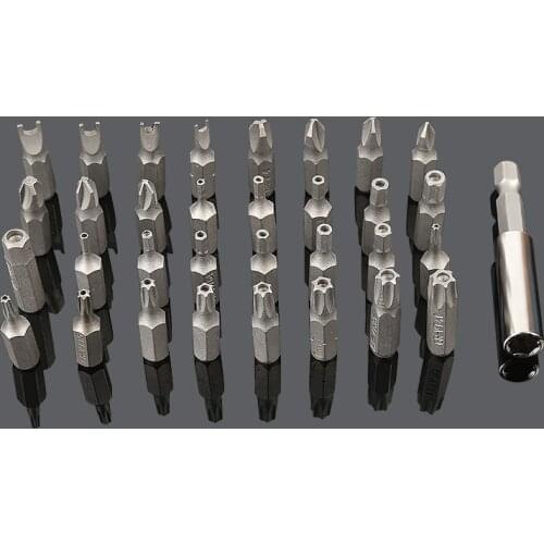 33pcs Mini Hand Drill Star Hex Spanner Torx Screwdriver Bit Set Chrome Vanadium Steel Magnetic Screwdriver Head Set with Holder