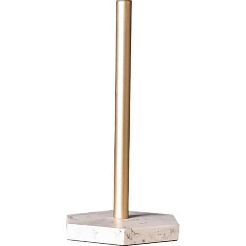 Tabletop Vertical Aluminum Roll Paper Holder Resin Base Hand Towel Tissue Stand Rack for Kitchen Home Storage Organizer