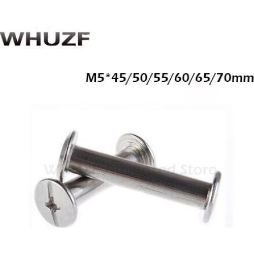 30pcs M5*45/50/55/60/65/70mm Nickel Plated Chicago Screws,Cheap Snap Rivet Books Butt Screw, Photo Album Binding Screw