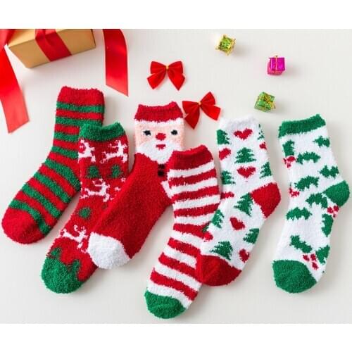 Women Sock Winter Warm Colorful kawaii Socks Soft Cotton Cute Santa Claus Deer Socks For Girl Christmas Gift socks