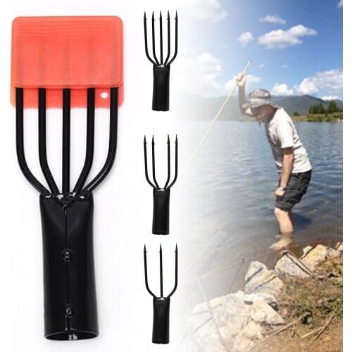 NEW Barbed Stainless Steel Spring Harpoon 3/4/5 Prong Fishing Gear Fishing Bar Barb Ice Fishing Fork