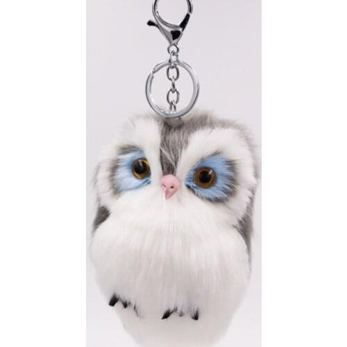 2021 new hot sale imitation rabbit fur owl pendant fur bag car pendant pendant cute animal plush keychain