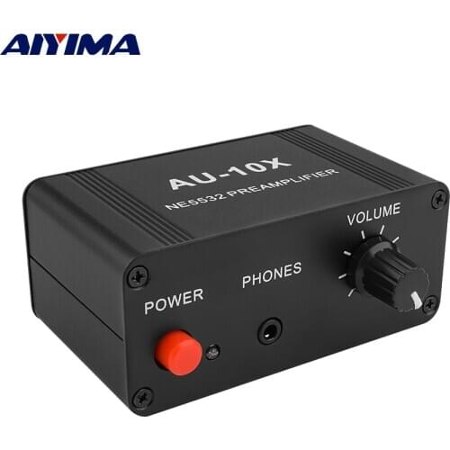 AIYIMA NE5532 Stereo Music Audio Signal Preamplifier Headphone Pre AMP Board Gain 20db RCA 3.5MM Volume Control Tone DC 12V