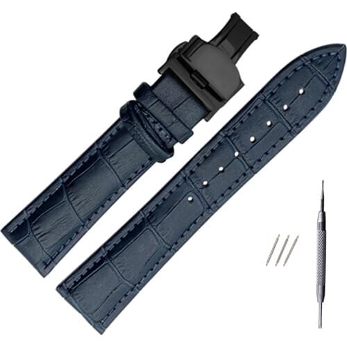 Genuine Leather Watchband Butterfly Buckle Bands Croco Grain Bracelet Watch band size in 10 12 13 14 16 17 18 19 20 21 22 24 mm