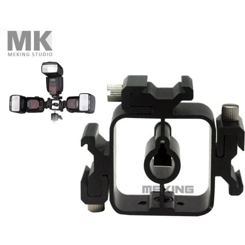 Selens three hotshoe umbrella holder Swivel Light Stand Bracket all metal 1to3 hot shoe for speedlite flash speedlight