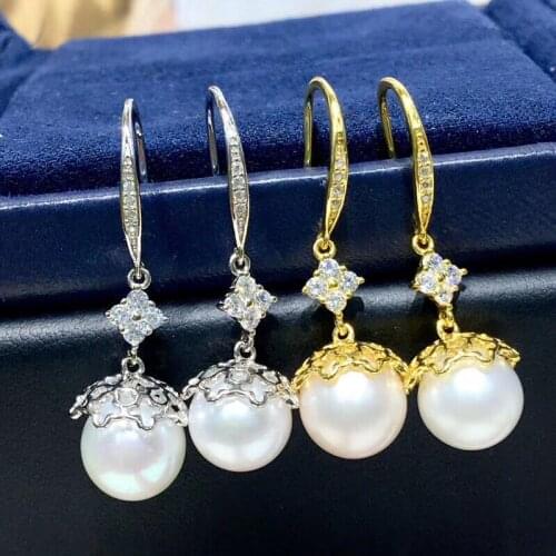 S925 Sterling Silver Drop Earrings Settings Fashion Beautiful Earrings Findings Jewelry Parts Fittings Womens Accessories