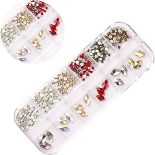 1 Set Multi-size Multi-Shape Nail Rhinestones 3D Crystal AB Clear Nail Stones Gems Pearl Glitter DIY Nail Art Decorations
