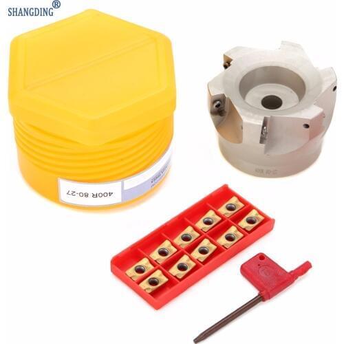 1pc BAP 400R-80-27-6F 6 Flutes Face End Mill Cutter with 10pcs APMT1604PDER Inserts For Milling Machine