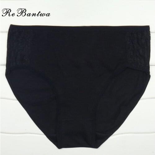 Rebantwa 3pcs Women Underwear Cotton High Waist Briefs Ladies Mothers Panties Lace Knickers Mom Lingerie Intimates Plus Size 4XL