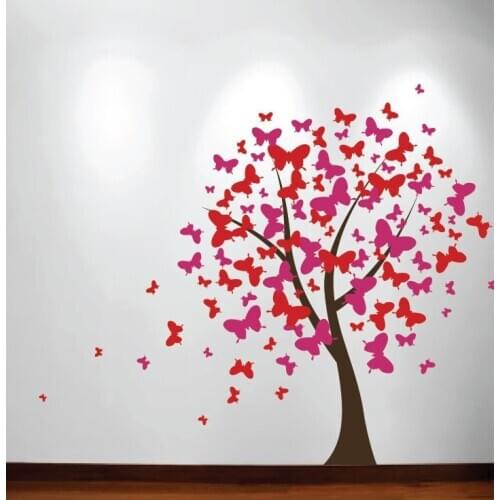 DIY Nursery Room Decoration Large Wall Tree Baby Nursery Decal Butterfly Cherry Blossom Decal Girls Room Wall Sticker D-122