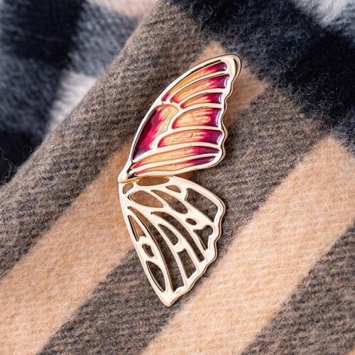 Luxury Red Blue Enamel Butterfly Brooches Gold Silver Plated Insect Wing Pin Women Scarf Dress Coat Accessories Wedding Jewelry