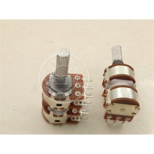 10pcs 148 type quadruple potentiometer C50K C50KX4 handle length 20MMF with stepping 41 points