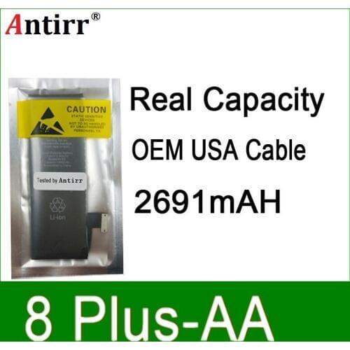 10pcs/lot Real Capacity China Protection board 2691mAh 3.7V Battery for iPhone 8plus zero cycle replacement repair parts 8p AA