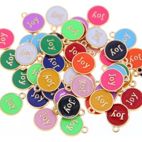 10Pcs 12*15mm Alloy Enamel CharmsEnglish letter joy Charms For Jewelry Making Bracelet pendant For DIY Earring Jewelry Ornament