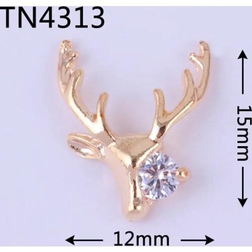 10pcs TN4313 Christmas Elk Alloy Zircon Nail Art Crystals Nail Jewelry Rhinestone Nails Accessories Supplies Decorations Charms