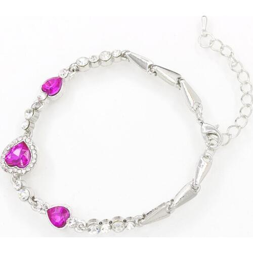 12 Pieces/Lot Women Crystal Bracelet Silver Color Heart Chain Bangles For Female Link Chains Wristbands Fashion Hand Accessories